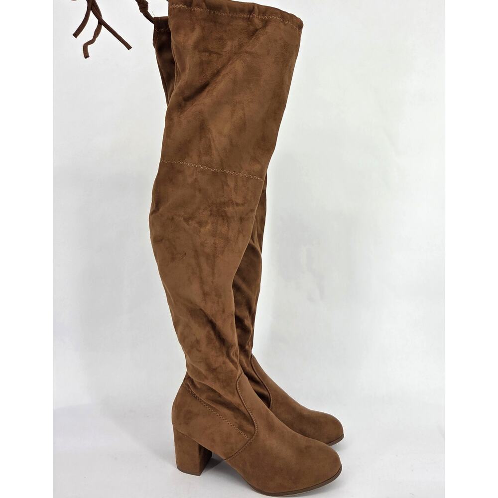 Forever Brown Over the Knee Thigh High Suede Heeled Boots NEW Boutique Size 10